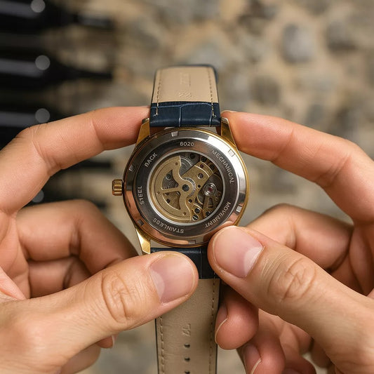 LONGLUX Relógio Automático Skeleton - Design Vazado Casual Moderno