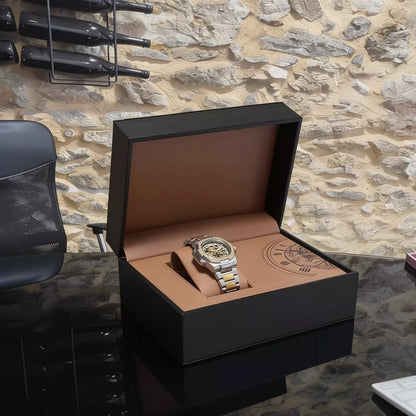 LONGLUX Relógio Mecânico Automático Masculino - Design Oco Premium À Prova D'Água