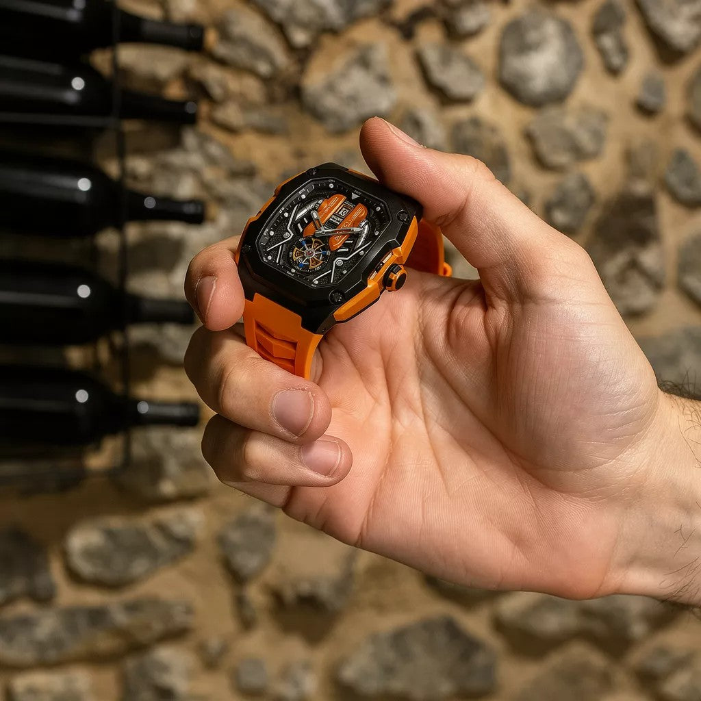 V12 Motor Luxury Watch - Orange Edition