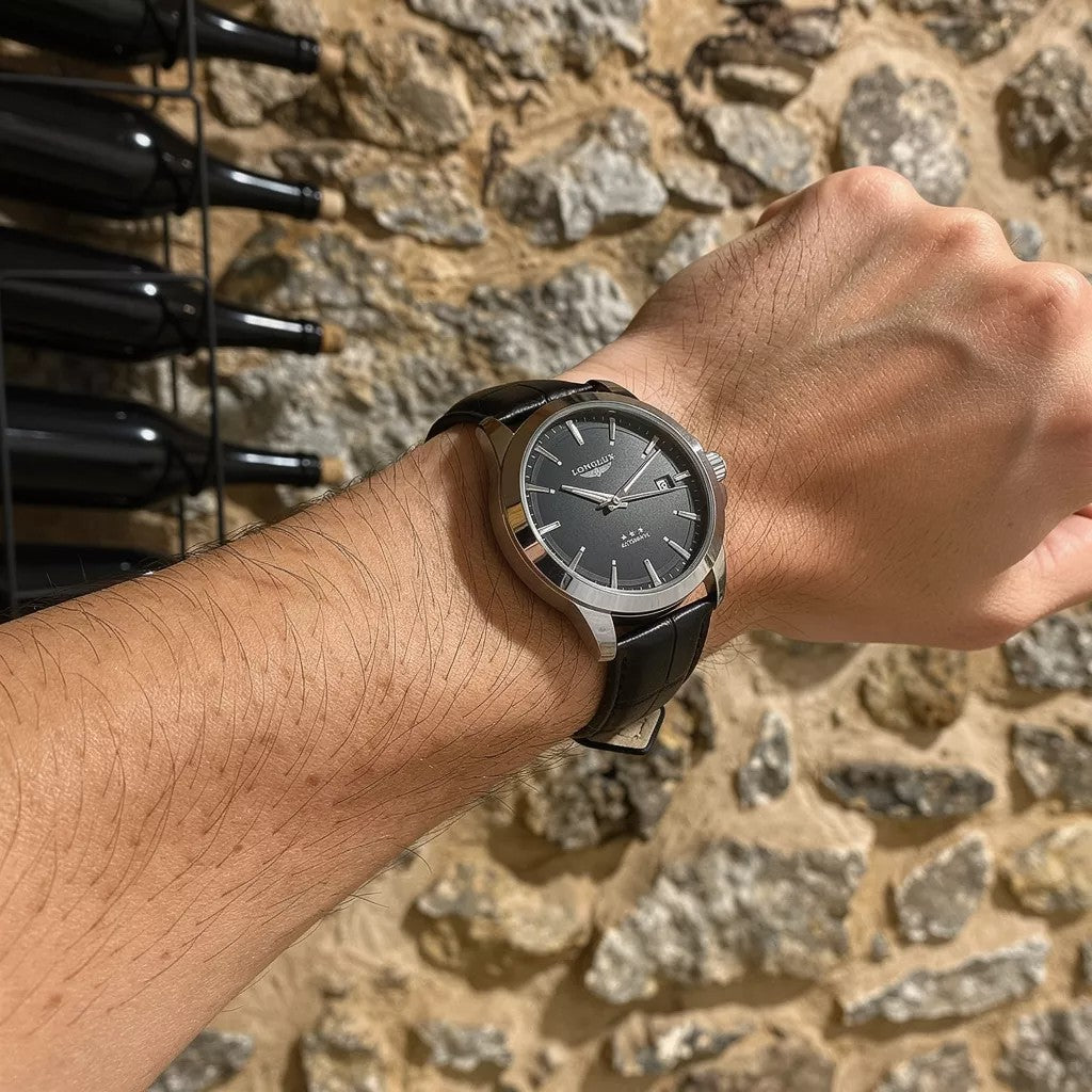 LONGLUX Relógio Automático Masculino Business - Pulseira Couro Calendário À Prova D'Água