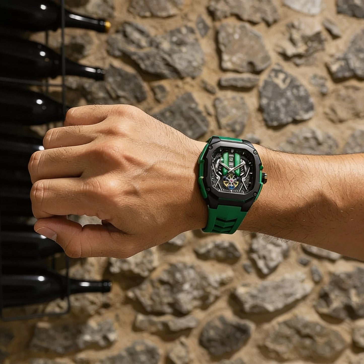 V12 Motor Luxury Watch - Green Edition