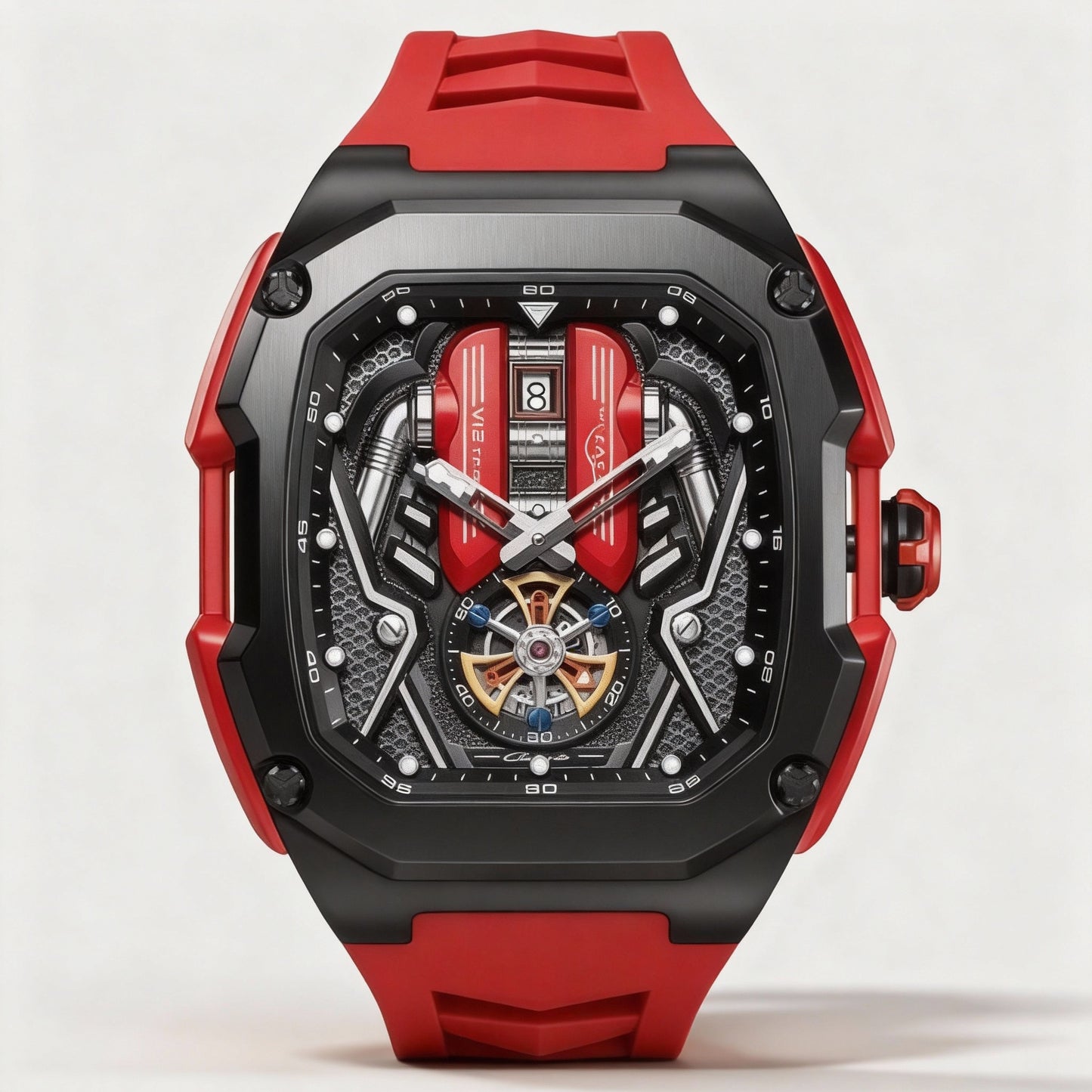 V12 Motor Luxury Watch - Red Edition