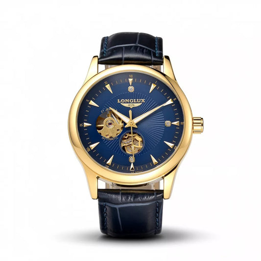 LONGLUX Relógio Automático Skeleton - Design Vazado Casual Moderno