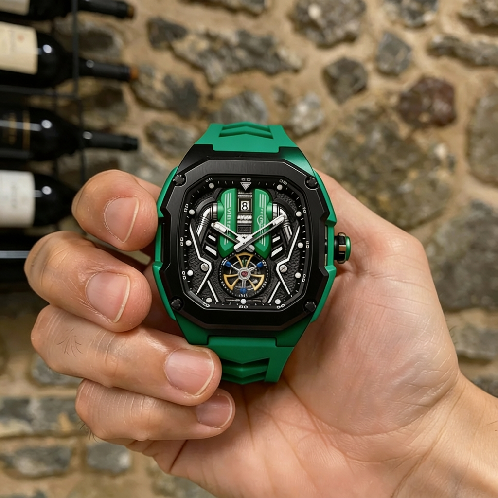 V12 Motor Luxury Watch - Green Edition