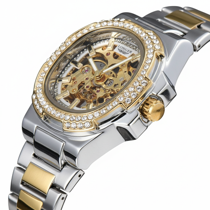 LONGLUX Relógio Mecânico Automático Masculino - Design Oco Premium À Prova D'Água