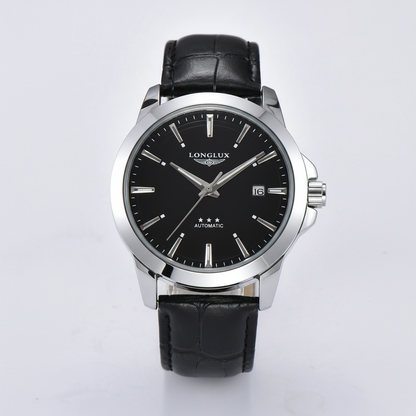LONGLUX Relógio Automático Masculino Business - Pulseira Couro Calendário À Prova D'Água