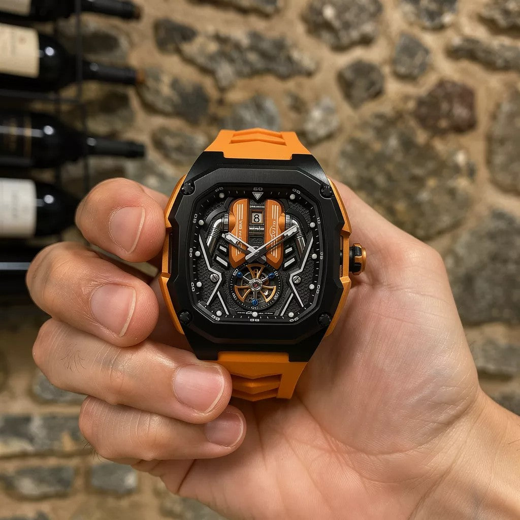 V12 Motor Luxury Watch - Orange Edition